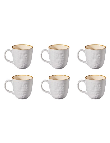 Servizio di 6 tazze da Orzo Ceramica bianche cm13x10 Novità Home mediterraneo