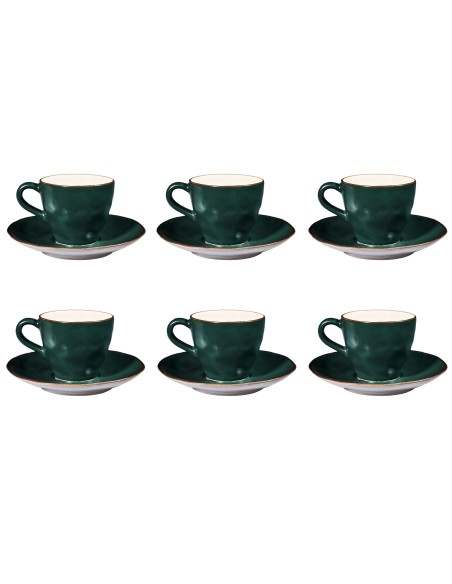 Servizio da 6 da Caffè in Ceramica piccolo colorato verde tazzine linea Mediterraneo Novità home