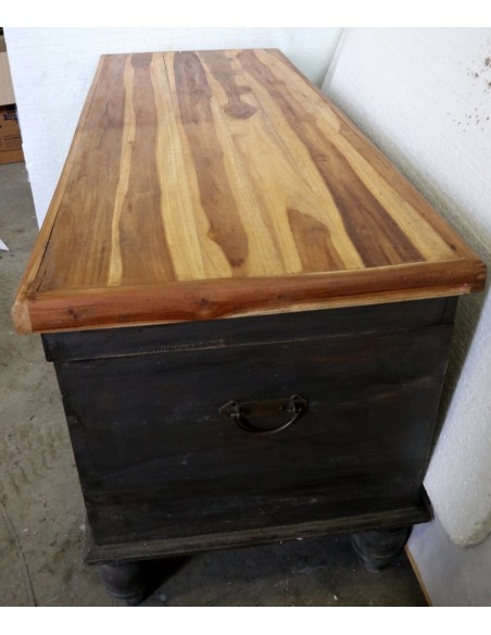 Cassapanca in legno di Teak intarsiato tipo Mala cm 120x50x60 capiente