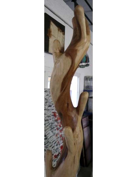 Attaccapanni in legno massello naturale cm 190h creato da una radice lavorato a mano