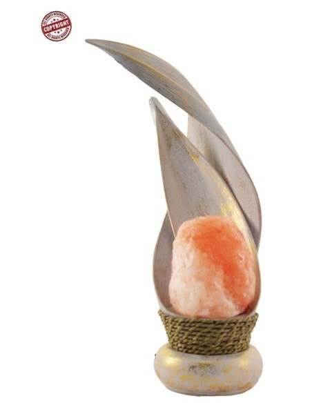 Lampada di sale creata in con foglia di cocco ad incrocio Voganto bianca e oro