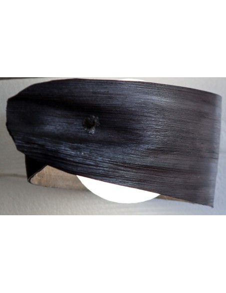 Lampada abatjour in foglia di cocco chiusa marrone naturale palla di cotone a sfera bianca con base cm 25x13x32h