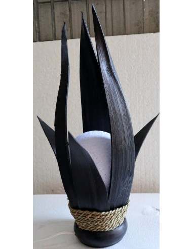 Lampada abatjour in cocco color nera con sfera...