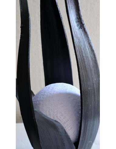 Lampada abatjour in cocco color nera con sfera...