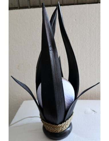 Lampada abatjour in cocco color nera con sfera...