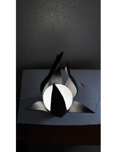 Lampada abatjour in cocco color nera con sfera...