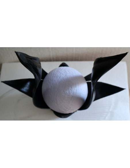 Lampada abatjour in cocco di color nero con sfera di cotone bianca cm 10x18x40h