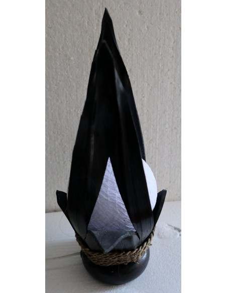Lampada abatjour in cocco di color nero con sfera di cotone bianca cm 10x18x40h