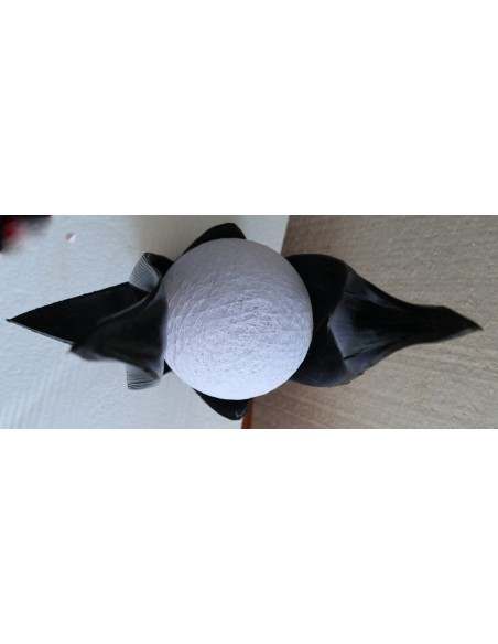 Lampada abatjour in cocco di color nero con sfera di cotone bianca cm 10x18x40h