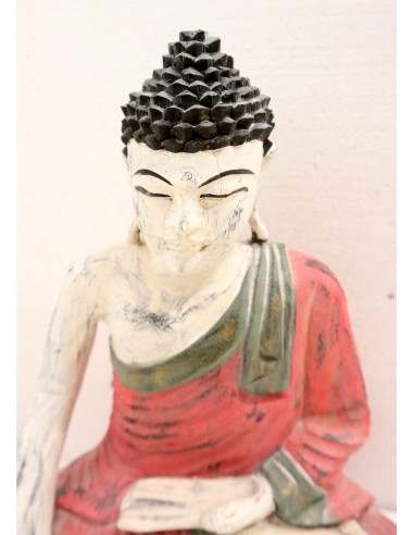 Buddha scultura il legno massello noce indiano...