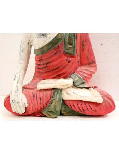 Buddha scultura il legno massello noce indiano...