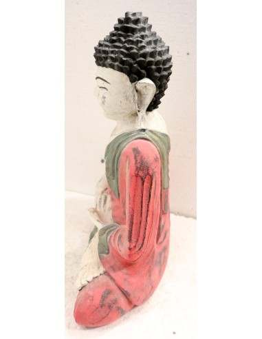 Buddha scultura il legno massello noce indiano...