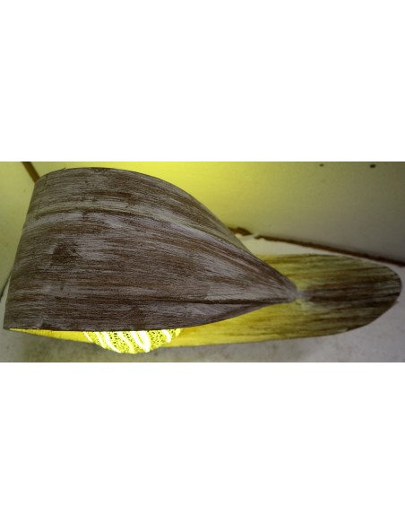 Lampada abatjour in foglia di cocco bianca con sfera in resina nera gialla e bianca