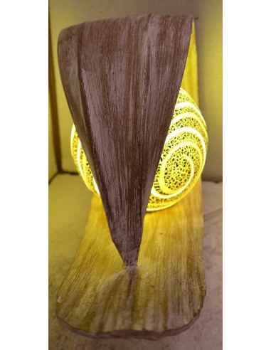 Lampada abatjour in foglia di cocco bianca con...