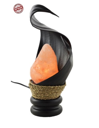 Lampada di sale creata in con foglia di cocco...