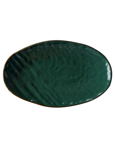Piatto ovale da portata della linea Mediterranea Novità Home cm 36 X 21 X 5 verde militare