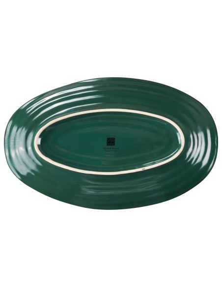 Piatto ovale da portata della linea Mediterranea Novità Home cm 36 X 21 X 5 verde militare