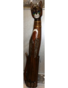 Gatto il legno realizzato a mano alto cm 100 marrone con...