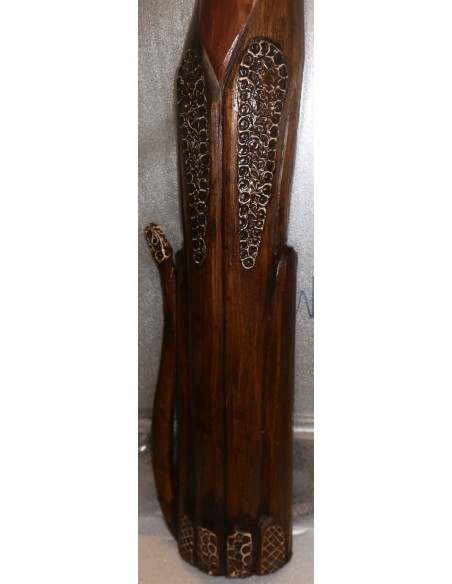 Gatto il legno realizzato a mano alto cm 100 marrone con cuore