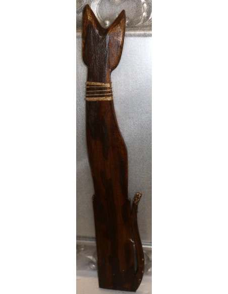 Gatto il legno realizzato a mano alto cm 100 marrone con cuore