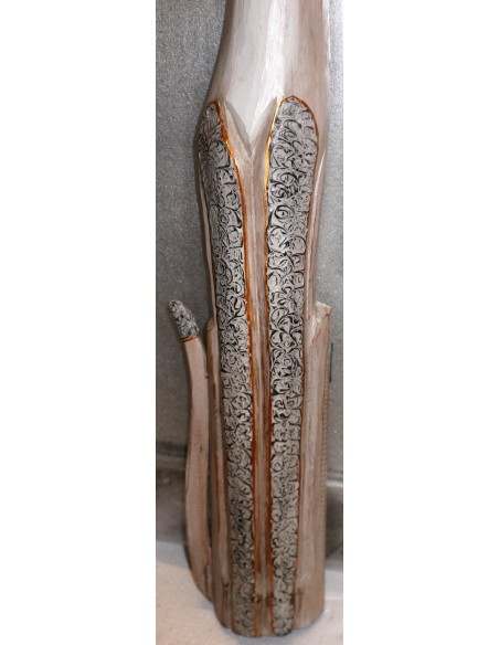 Gatto il legno realizzato a mano alto cm 100 bianco crema