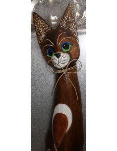 Gatto in legno realizzato a mano alto cm 100 marrone con... 2