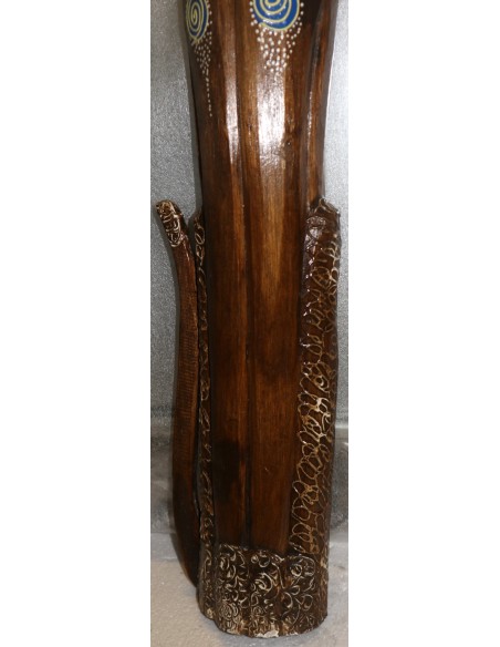 Gatto in legno realizzato a mano alto cm 100 marrone con cuore e fiocco