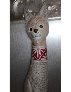 Gatto in legno realizzato a mano alto cm 100 bianco... 2