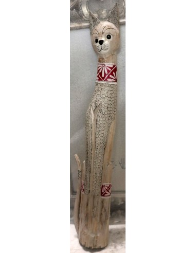 Gatto in legno realizzato a mano alto cm 100...