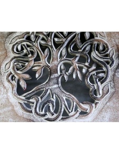 Portagioie o svuota tasche in legno mdf traforata con inciso albero della vita