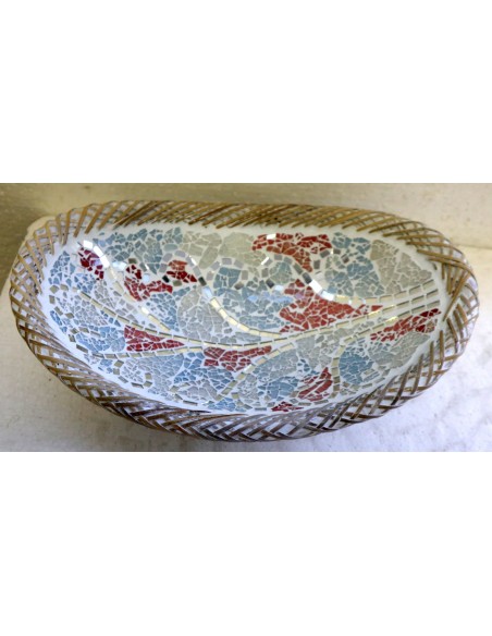 Portagioie o svuota tasche in terra cotta e mosaico di vetro a disegno albero della vita