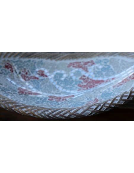 Portagioie o svuota tasche in terra cotta e mosaico di vetro a disegno albero della vita