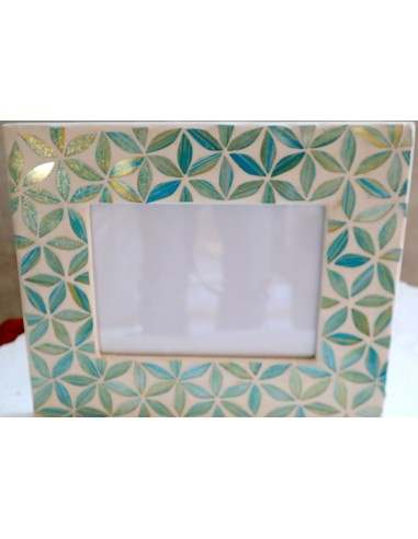 Porta foto cornice celeste a bianca a fiori in...