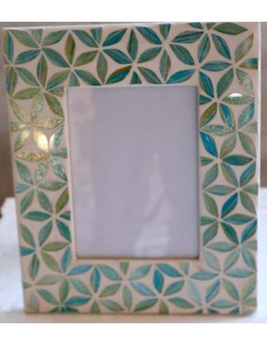 Porta foto cornice celeste a bianca a fiori in...