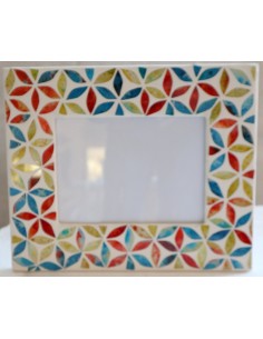 Porta foto cornice multicolor a fiori in mosaico di...