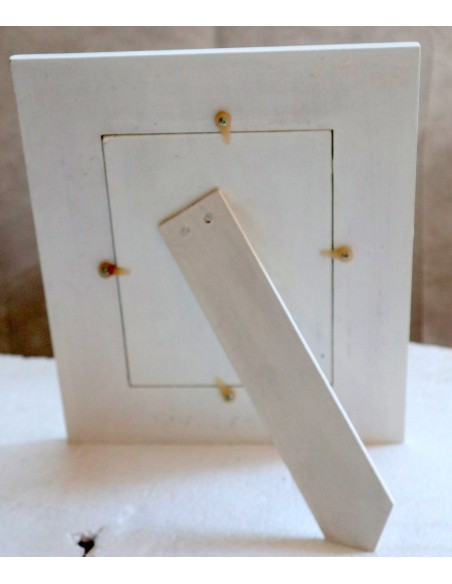 Porta foto cornice argento e bianca a fiori in mosaico di vetro colorato cm 30x25