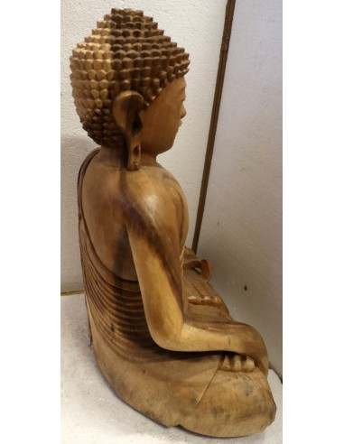 Buddha scultura il legno massello noce indiano...