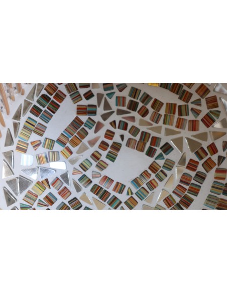 Portagioie o svuota tasche in terra cotta e mosaico di vetro tonda cm 19x6