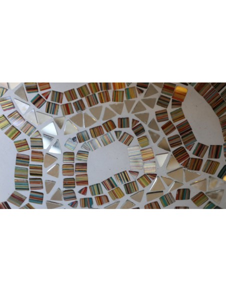 Portagioie o svuota tasche in terra cotta e mosaico di vetro tonda cm 24x6