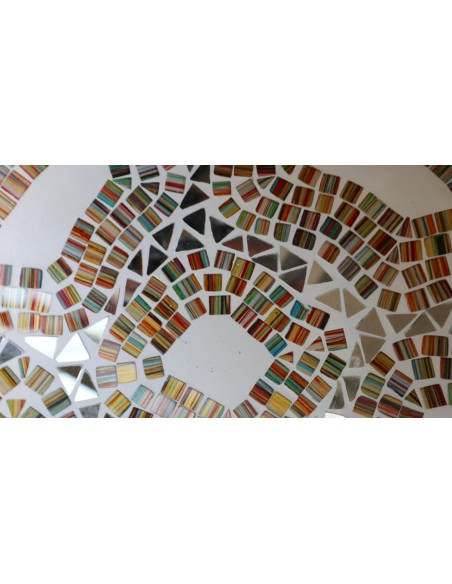 Portagioie o svuota tasche in terra cotta e mosaico di vetro tonda cm 30x9