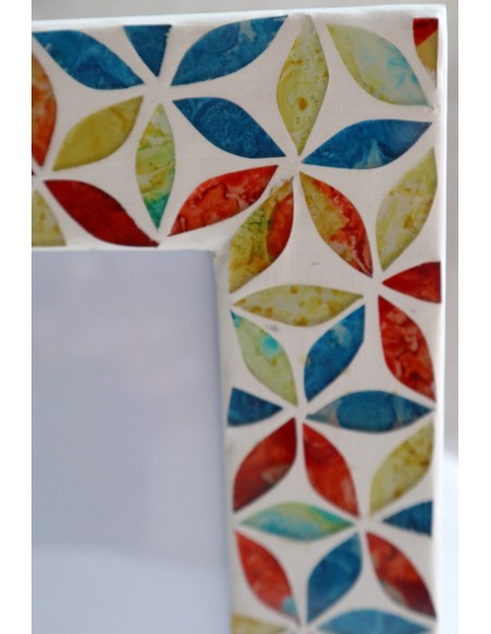 Porta foto cornice multicolor a fiori in mosaico di vetro colorato cm 25x20 x foto 15x10