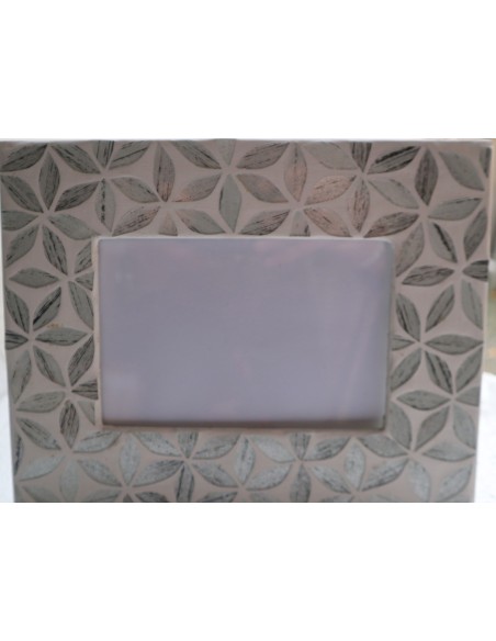 Porta foto cornice grigia argento a fiori in mosaico di vetro colorato cm 25x20 x foto 15x10