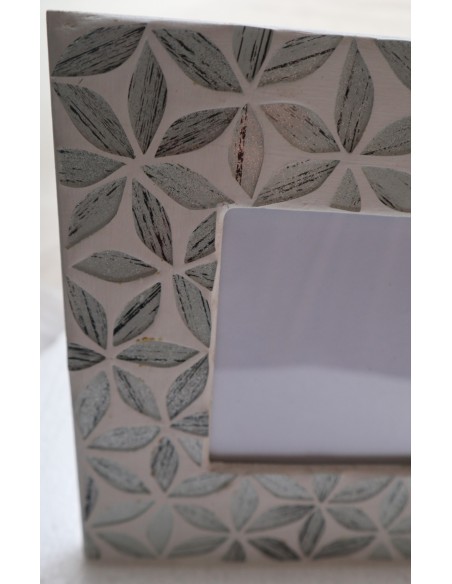 Porta foto cornice grigia argento a fiori in mosaico di vetro colorato cm 25x20 x foto 15x10