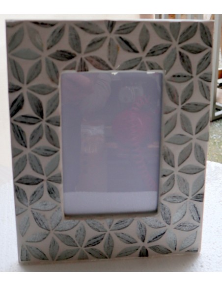 Porta foto cornice grigia argento a fiori in mosaico di vetro colorato cm 25x20 x foto 15x10