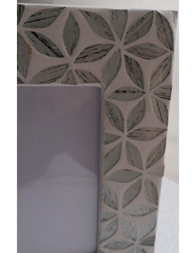 Porta foto cornice grigia argento a fiori in...