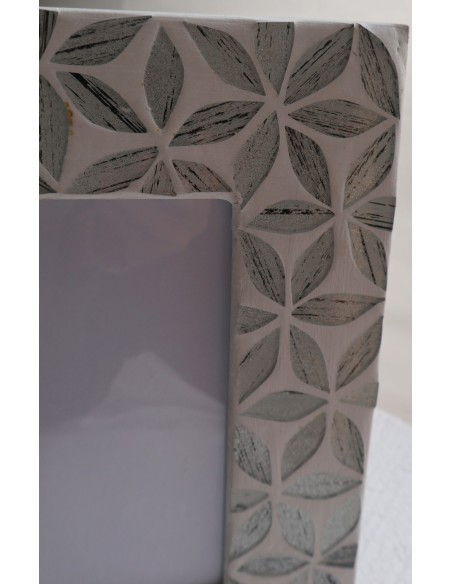 Porta foto cornice grigia argento a fiori in mosaico di vetro colorato cm 25x20 x foto 15x10