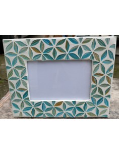 copia di Porta foto cornice bianco turchese a fiori in...
