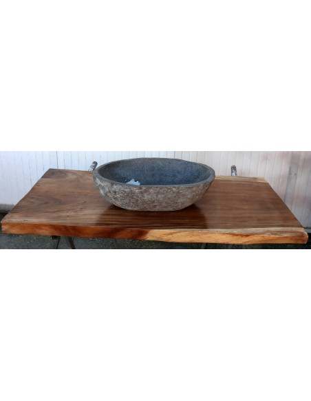 Piano in legno top massello Suar o noce indiano per bagno cm 123x68x69x5h OFFERTA tavola n. 13