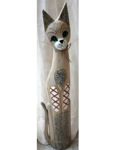 Gatto il legno realizzato a mano alto cm 80 beige e... 2