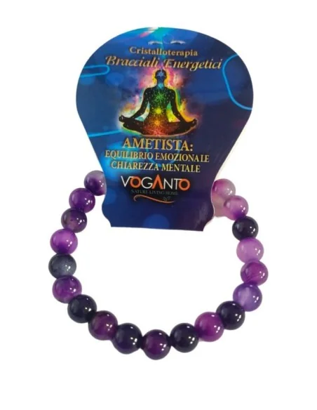 Bracciale energetico VOGANTO in pietra vera di Ametista mm 8 braccialetto perle